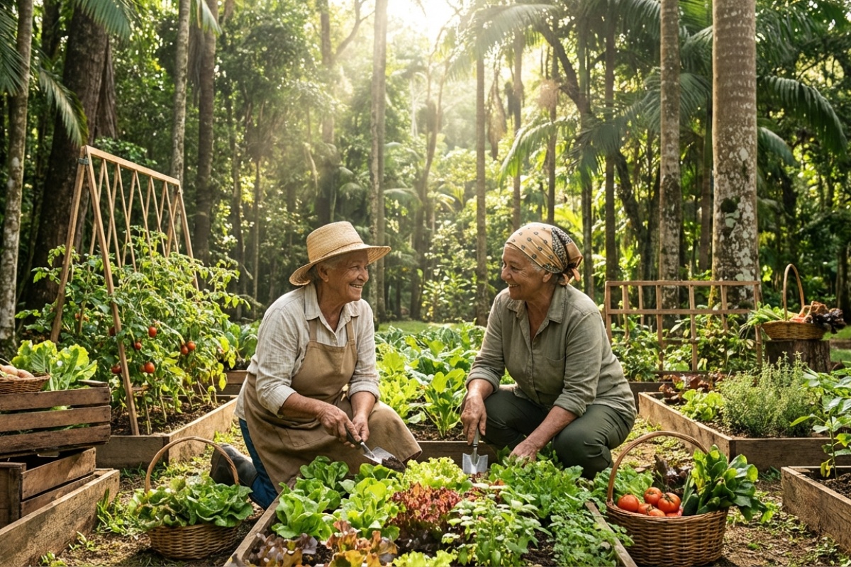 Historien om två systrar på 72 och 73 år som lever ensamma i en hållbar skog med medicinalväxter