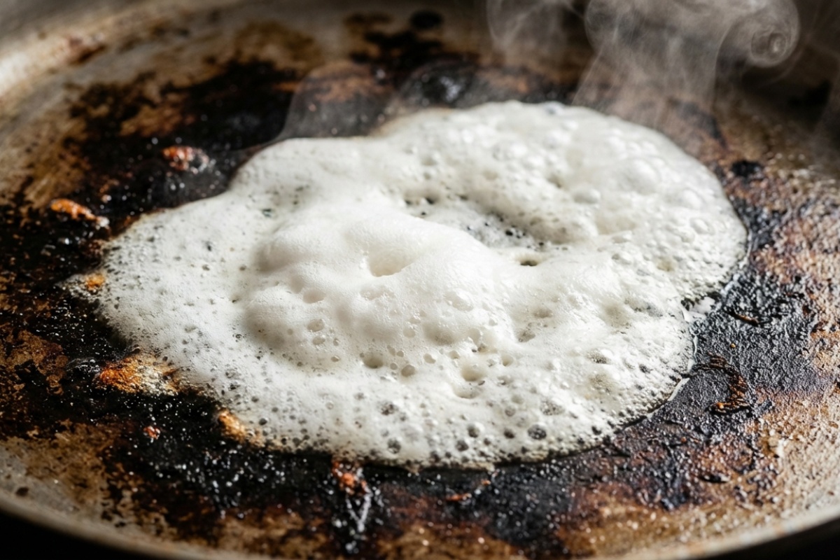 Lösgör åratal av fastbränt lager på några minuter, få din brända panna att glänsa med enkla huskurer utan dyra kemikalier – image 1