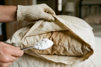 Det gula försvinner på ett ögonblick: en matsked räcker för att göra kuddarna kritvita igen – image 1