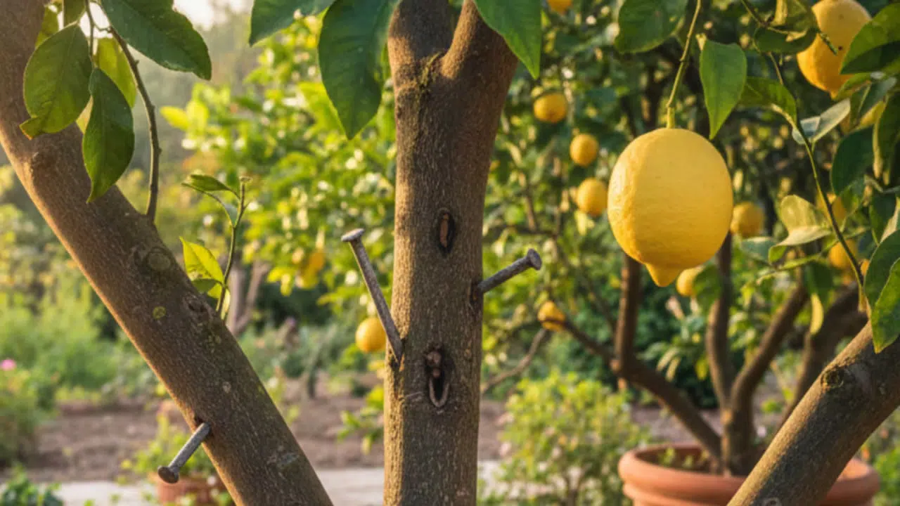 Att slå in 3 spikar i citronträdets stam: vad är det för något och varför rekommenderas det?